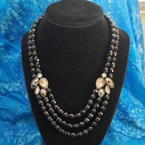 Vintage Avon NRT Icy Black Bead Statement Necklace